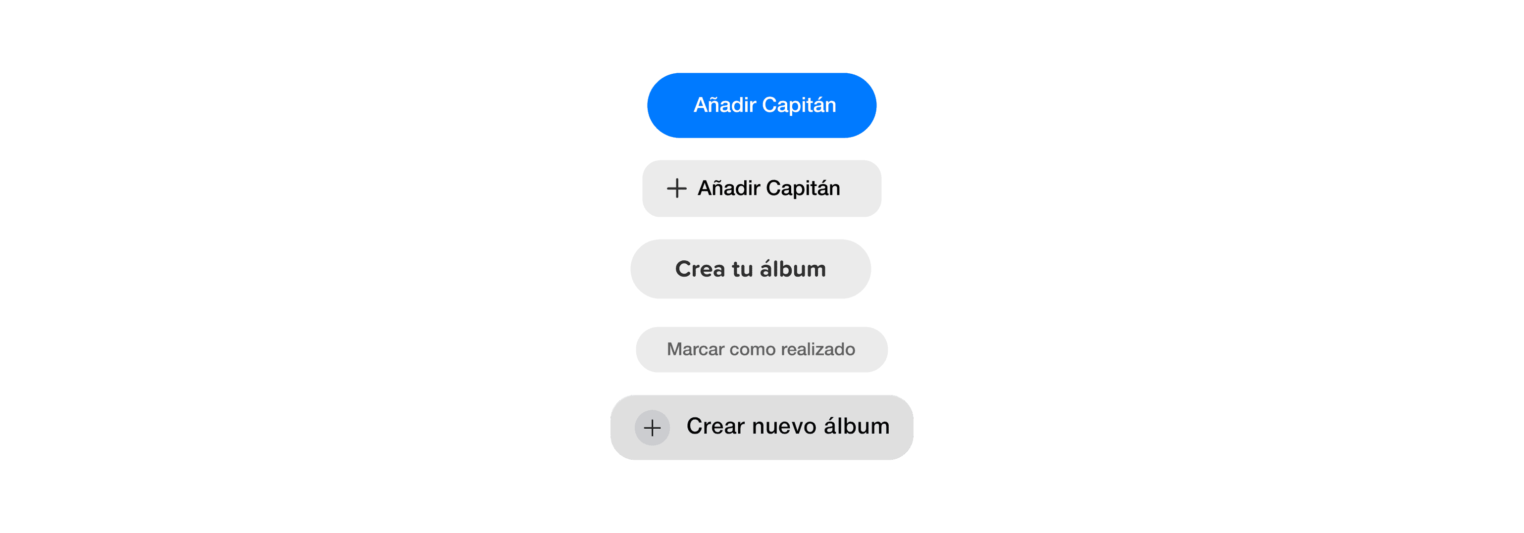 Cinco versiones distintas del mismo botón