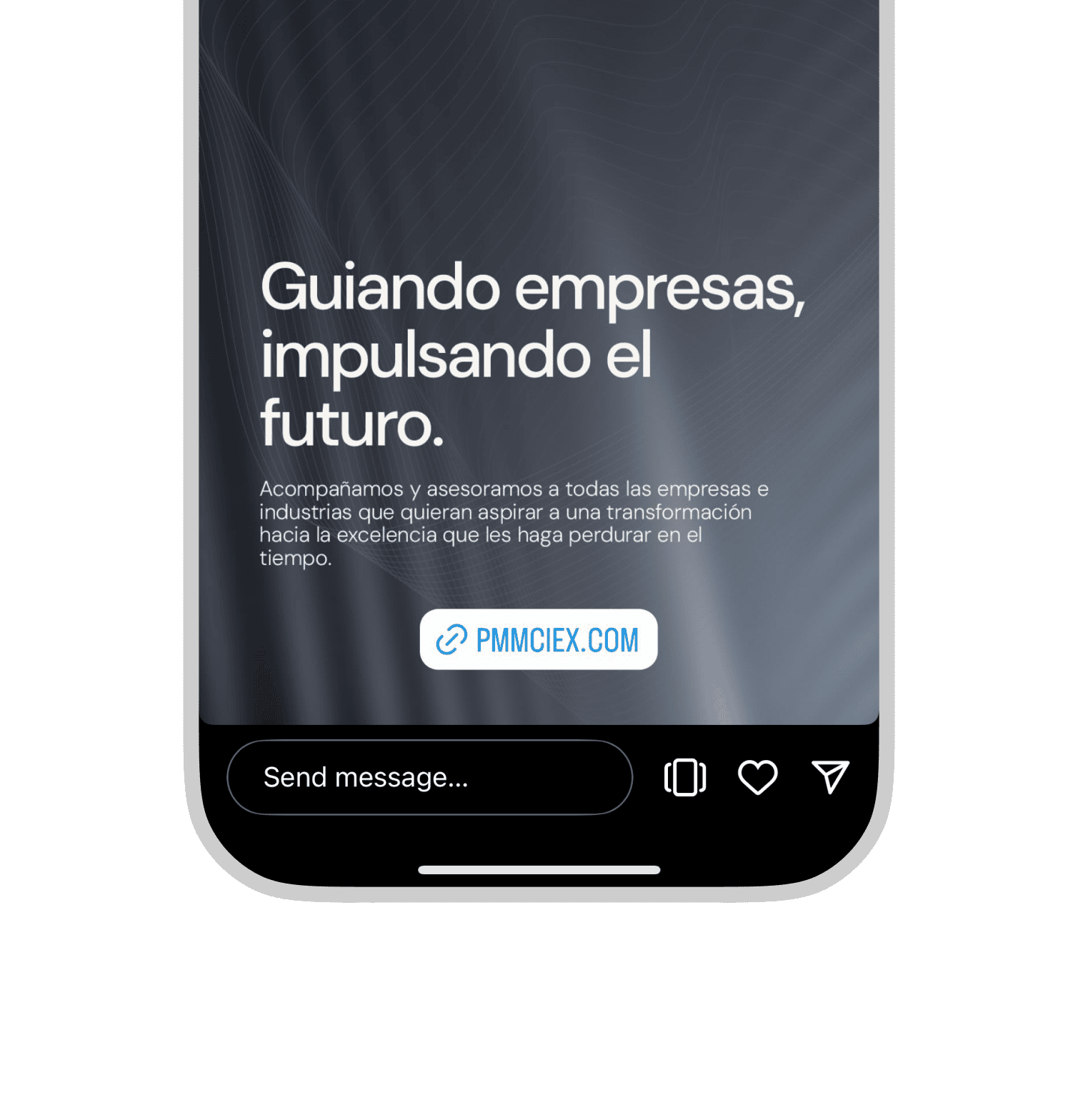 Story de Instagram en un iPhone: «Guiando empresas, impulsando el futuro»